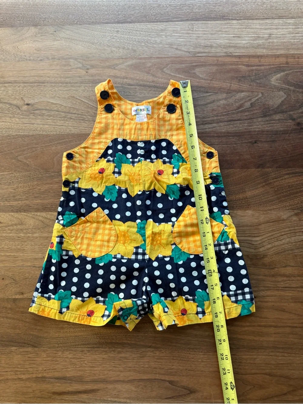 Vintage 90s Gymboree Sunflower Picnic Romper Small 12M- 2 1/2 Years Rainbow Tag